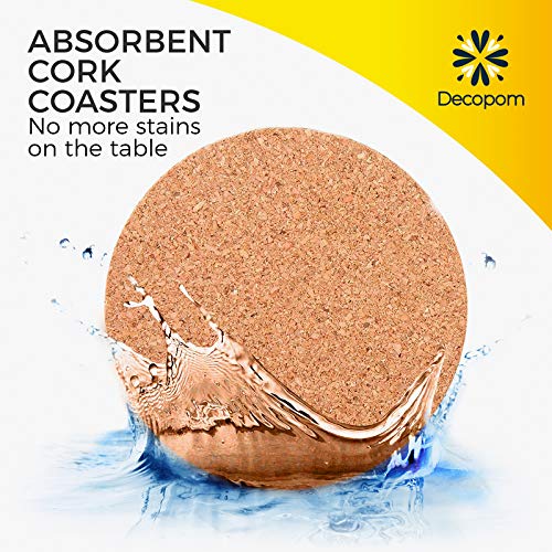 Cork Coasters for Drinks with Metal Holder (16 Count)