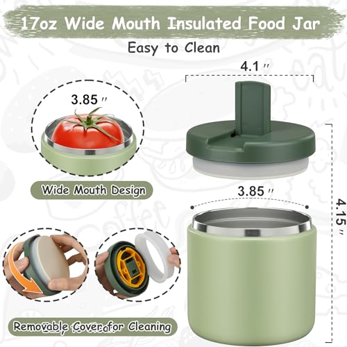 19oz Insulated Vacuum Food Jar with Buckle Lid Wide Mouth Soup Thermo for Hot Food Kids Leakproof Stainless Steel Lunch Container