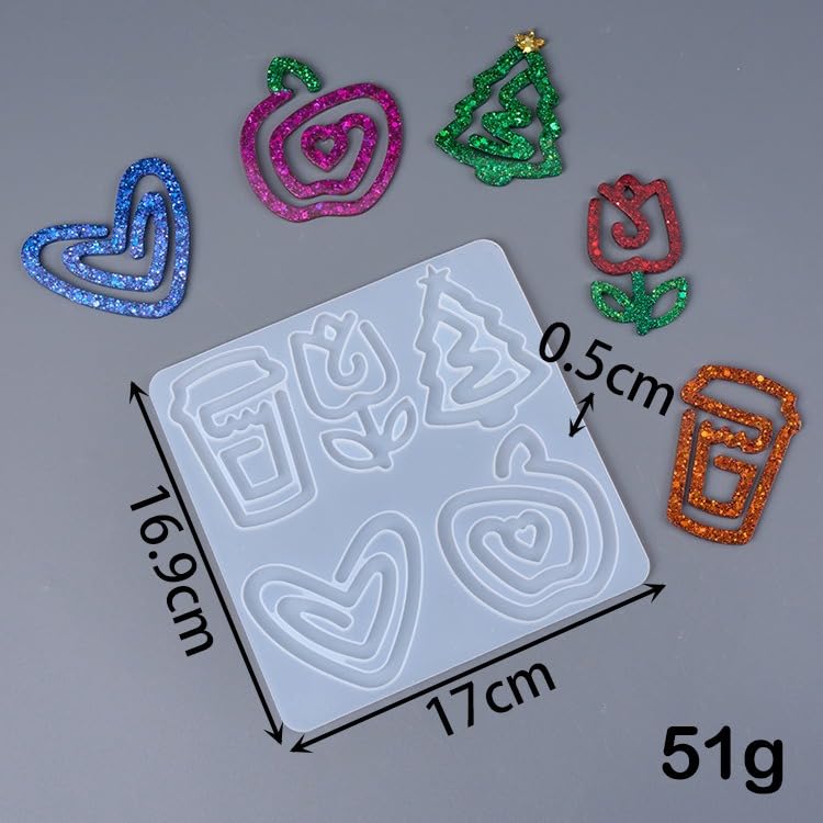 Christmas Book Mark Resin Molds Silicone Bookmark Mold Xmas for Epoxy 5