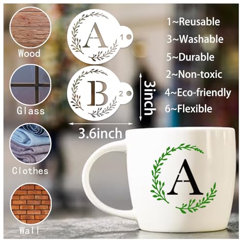 Small Letter Stencil for Cakes Cookie Decorating Stencils Reusable Alphabet Stencil on Baking Coffee Decorating Card Making (27 Count)