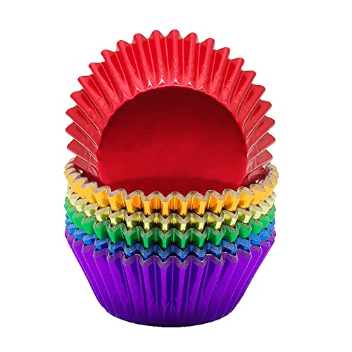 Rainbow 6 Bright Colors Standard Cupcake Liners Muffin Foil Paper Baking Cups (120 Count)