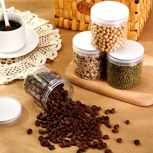 4 Pcs Plastic Jars Wide Mouth with Lids (4 Count)