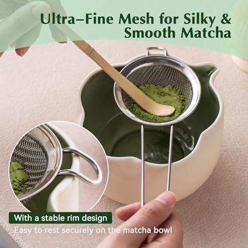 Matcha Set 8Pcs Floral Ceramic Matcha Kit with Matcha Whisk