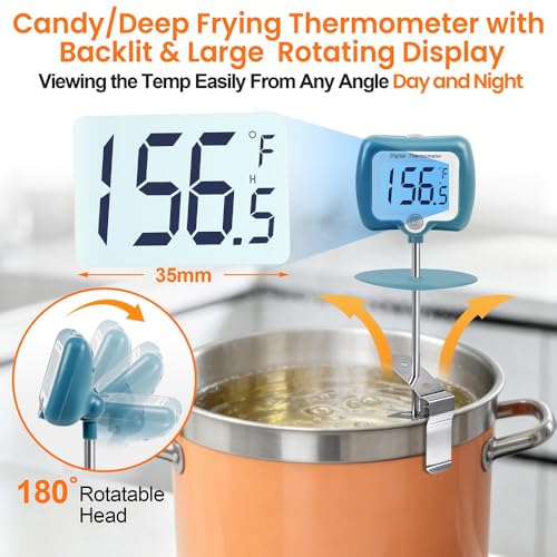 Candy Thermometer for Candy Making with Rotatable Large Display 10'' Long Probe
