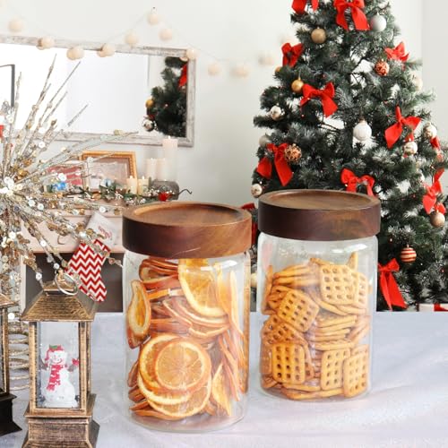 30oz Glass Jars with Airtight Lid Sugar Coffee coffee Storage Container Round Glass Candy Canisters for Spice Kitchen Seasoning Tea Herb Overnight Oats Bar Parfait Snacks (2 Count)