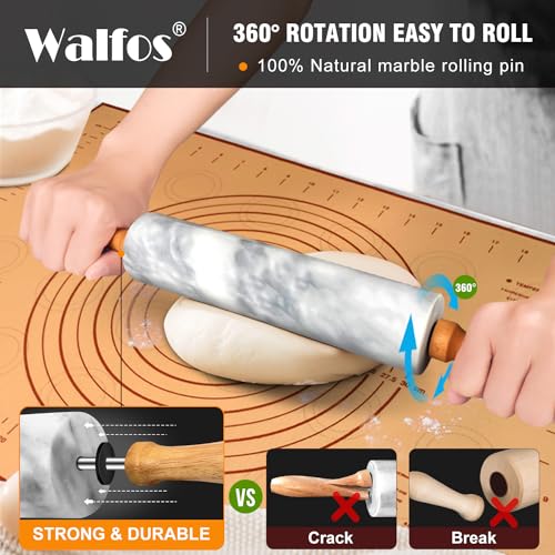 Marble Rolling Pin Set With Non Stick Silicone Pastry Mat