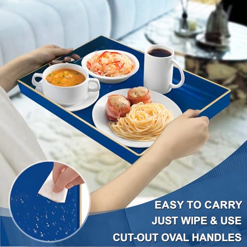 Navy Blue Serving Tray with Handles