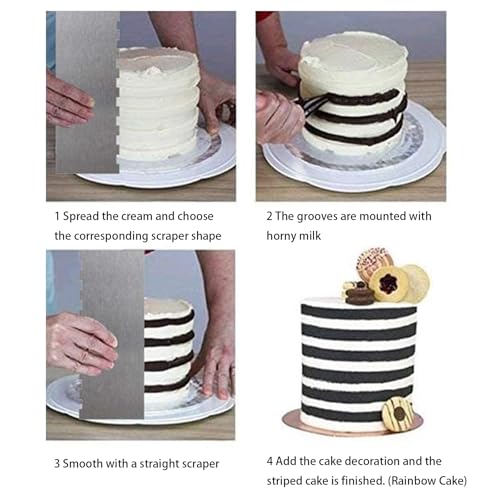 3 Pieces 8.7 Inche Stainless Steel Cake Scraper