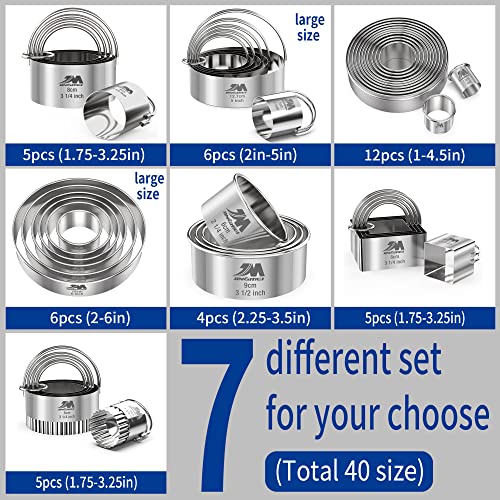 M JNGMEI 6 Pieces Stainless Steel Cookie Biscuit Cutter Set 2''