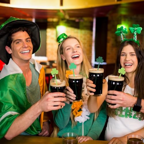 36 Pcs St Patricks Day Stirrers Reusable Shamrock Drink Garnish