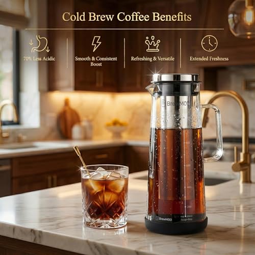 Sleek 1.4L 48oz Glass Cold Brew Coffee Maker Pitcher
