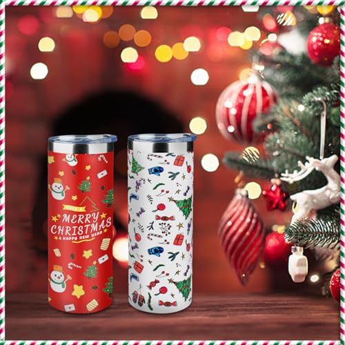 20oz Christmas Skinny Tumbler with Lid and Straw (2 Count)
