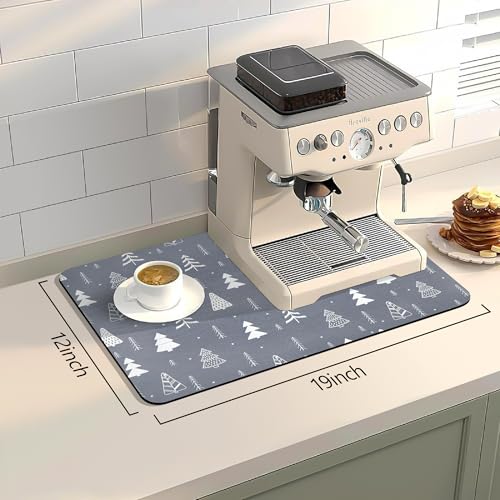Coffee Mat Christmas 12"x19" Bar Mat with Waterproof Rubber Backing