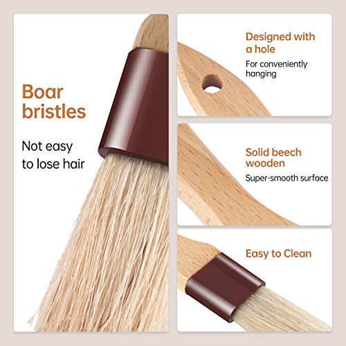 Pastry Brushes for Baking Basting Brush with Boar Bristles and Beech Hardwood Handles Culinary Oil Brush for Barbecue Butter Grill BBQ Sauce Baster Marinade Kitchen Food Cooking Brushes
