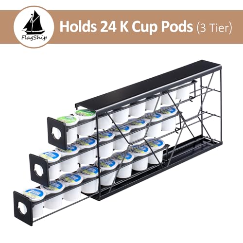 K Cup Holder Drawer 3 Tier Coffee Pod Holder for K Pod Save Space Countertop Kitchen (3 Count)