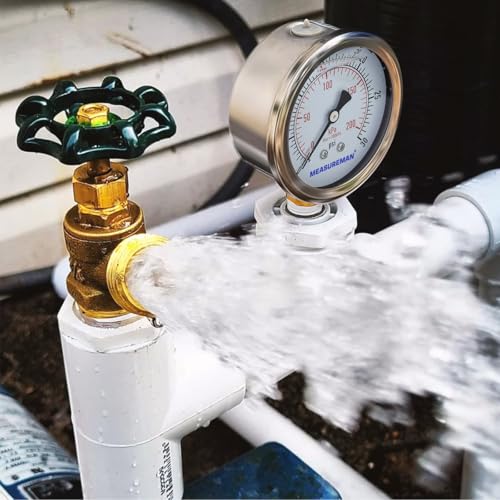 2-1/2inch Dial Size, Oil Filled Pressure Gauge, 0-30psi/kpa, 304 Stainless Steel Case, 1/4 inchNPT Lower Mount