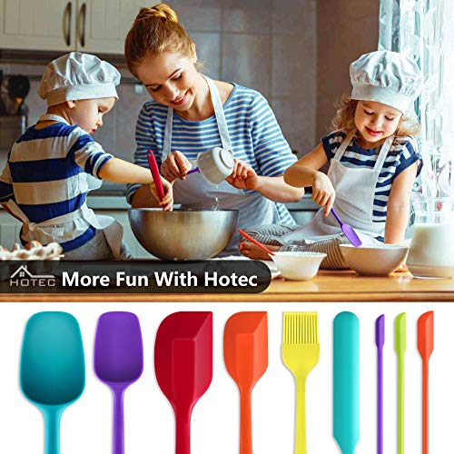 BPA Free Heat Resistant Silicone Spatula Set Kitchen Utensils for Baking Cooking Mixing Non Stick Cookware Food Grade Dishwasher Safe (9 Count)