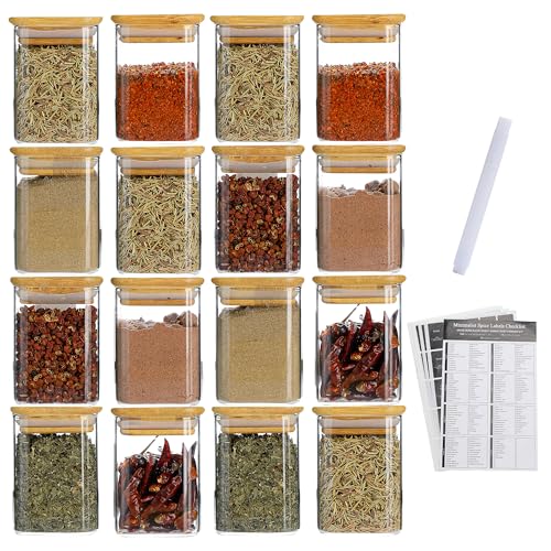 16Pcs 7oz Spice Jars Glass Container with 275 Labels (16 Count)