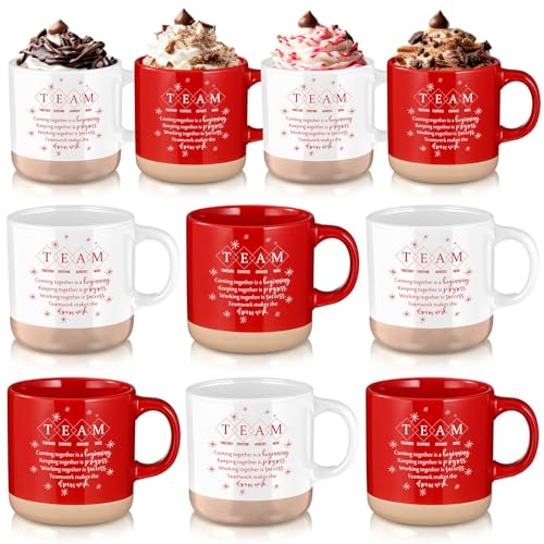 10 Pcs Team Gifts for Employees Bulk Thank You Mugs Back to School Cups Inspirational Ceramic Coffee Mug 13 oz Thank You Cup Team Building Gift for Teacher Coworker Office Staff Boss (10 Count)