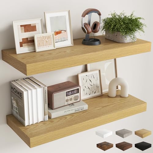 36 Inch Oak Floating Shelves for Wall (2 Count)