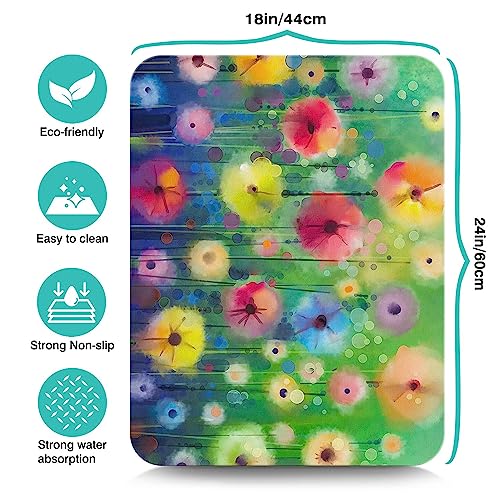 Dish Drying Mat for Kitchen Counter 24x18in Washable Quick Dish Drying Pad Rubber Backed Absorbent Draining Mat Fit Kitchen Counter