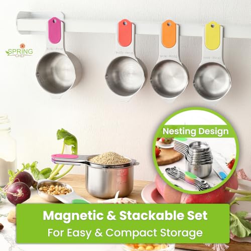 Magnetic Measuring Cups & Spoons Set of 15 with Levelers