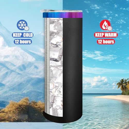 20 oz Skinny Tumblers Bulk with Lids and Straws Black (4 Count)