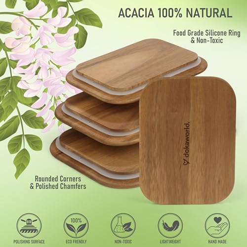 Natural Acacia Lids Set for Food Storage Glass Containers (4 Count)