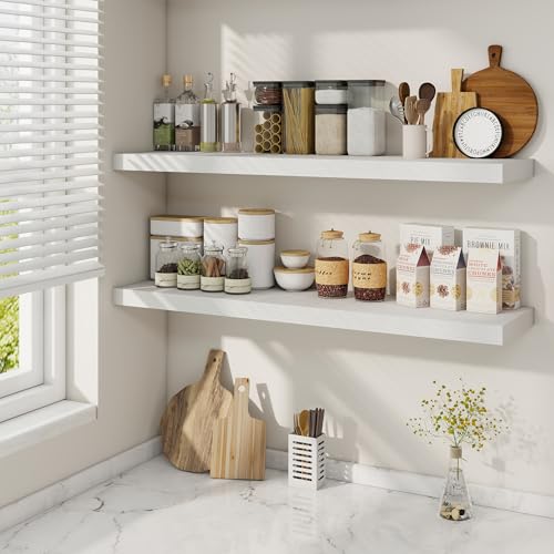 40 Inch White Floating Shelves (2 Count)