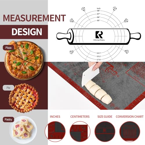Silicone Pastry Mat Extra Large with Measurements 26''x16'' for Reusable