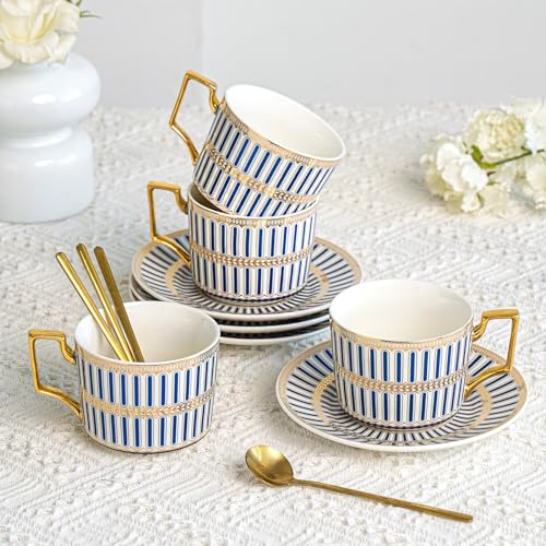 Ceramic Coffe Cups and Saucer Sets (7 Count)