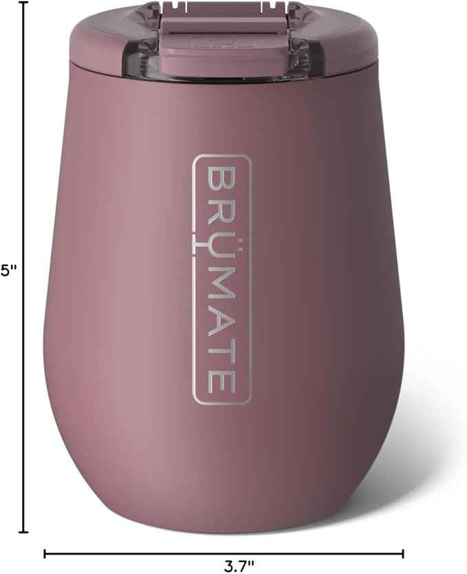 BrüMate Uncork'd 14oz 100% Leakproof Insulated Wine Tumbler | Locking Lid | Insulated Stainless Steel Wine Glass | Perfect For Travel & Outdoors | BPA-Free (Rose Taupe)
