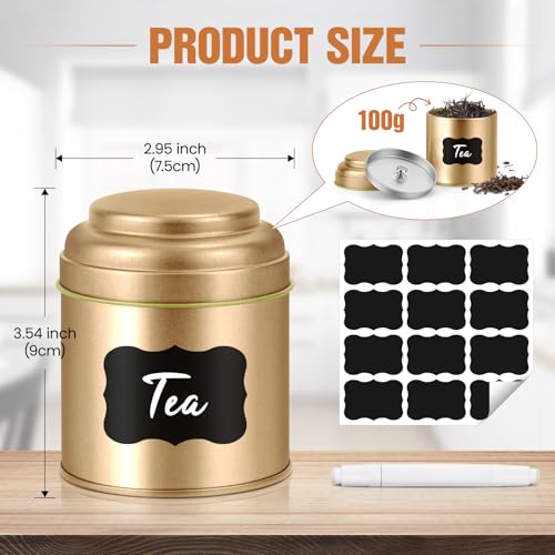6PCS Tea Tin with Airtight Double Lids for Loose Leaf Tea Storage (6 Count)