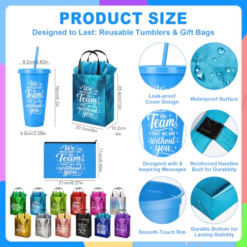 12 Sets Employee Appreciation Gifts Bulk 24 oz Inspirational Straw Cups (84 Count)