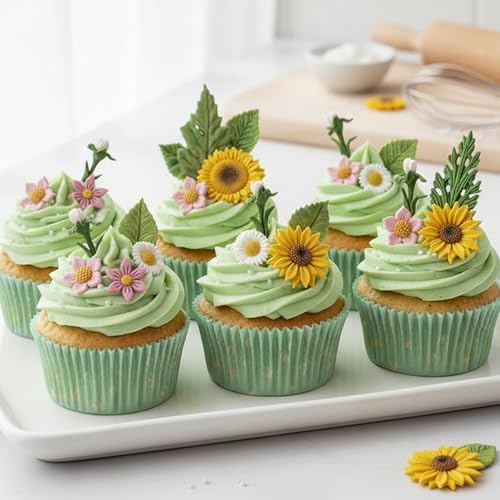 Leaf Silicone Mold Sunflower Flower Chocolate Mold for Cake Decoration (2 Count)