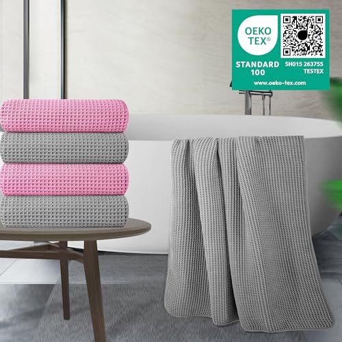 430 GSM Poly Blend Microfiber Quick Dry Waffle Bath Towel (4 Count)