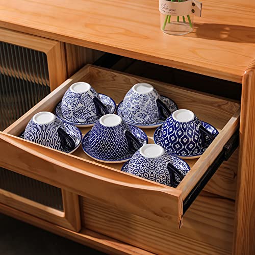 Ceramic 8 oz Cappuccino Cup Set with Saucers (6 Count)