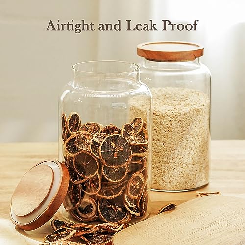 Glass Storage Container Airtight Food Jars Kitchen Canister with Wood Lids