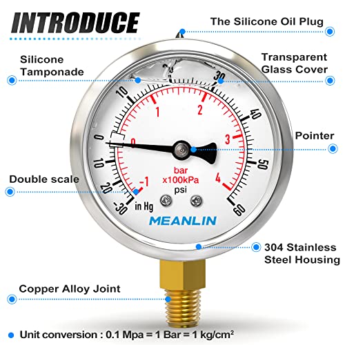 30inHG~60Psi Stainless Steel 1