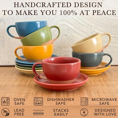 Ceramic Latte Art Mug With Saucer