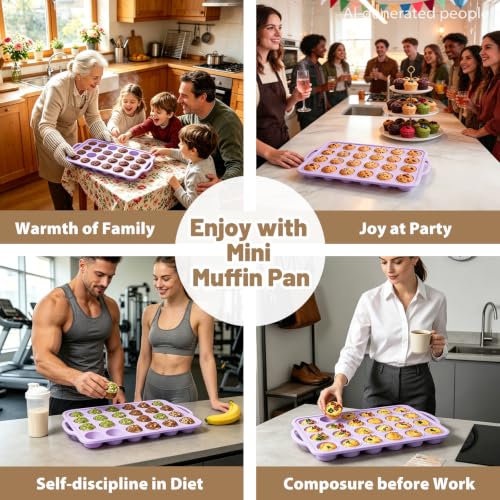 Mini Silicone Muffin Pan with Frame Non Stick Cupcake Tin Baking Mold