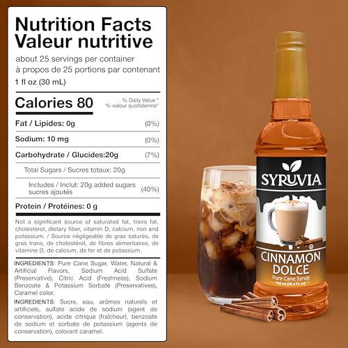 Coffee Syrup Cinnamon Dolce Flavored Syrup for Drinks (25.4 Fl Oz)