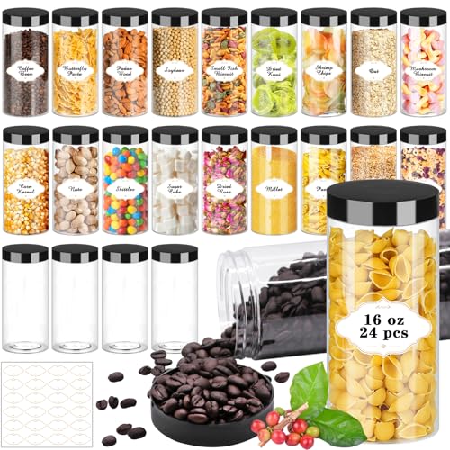 16 OZ Plastic Jars with Lids (24 Count)