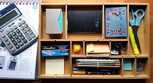 8397 Bamboo Wood Adjustable Drawer Organizer with 6 Removable Dividers