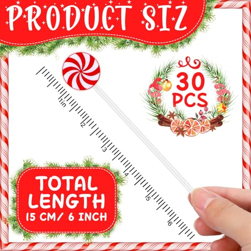 30 Pcs Christmas Drink Stirrers Lollipop Stir Sticks (30 Count)