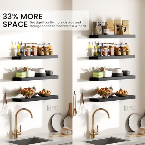Black Floating Shelves 15.7in