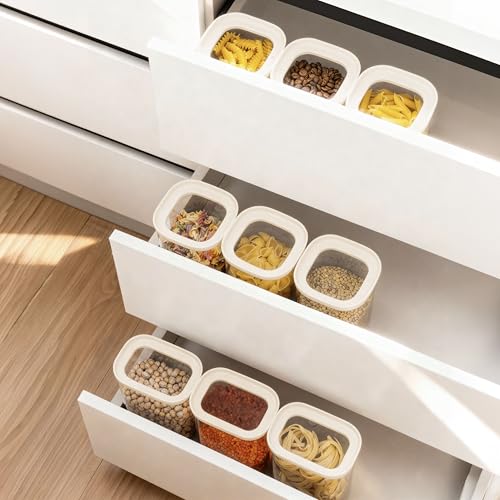 Glass Food Storage Jar with Glass Lid in Ractangle Shape (3 Count)