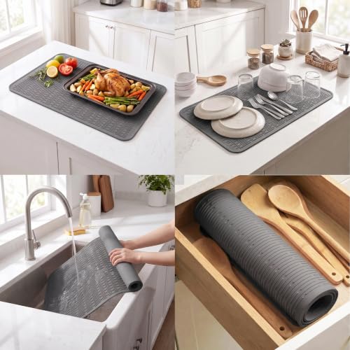 Silicone Dish Drying Mat for Multiple Usage