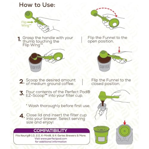 EZ Scoop Coffee Scooper & Funnel for Reusable K Cup Pods