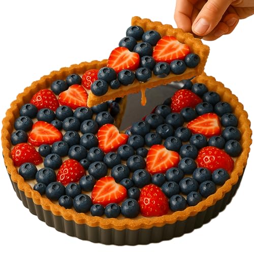 11 Inch Quiche Pans with Cake Server. Removable Bottom